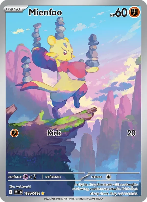 Mienfoo 133/86 White Flare Pokémon Karte