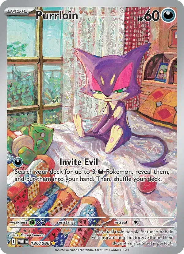 Purrloin 136/86 White Flare Pokémon card
