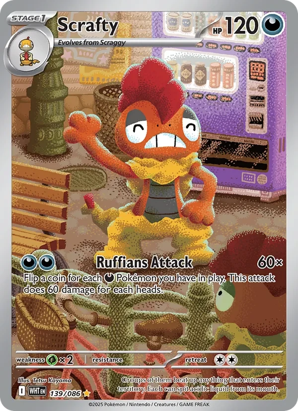 Scrafty 139/86 White Flare Pokémon card