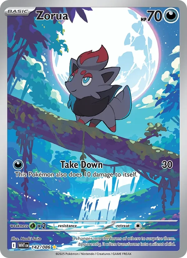 Zorua 142/86 White Flare Pokémon card