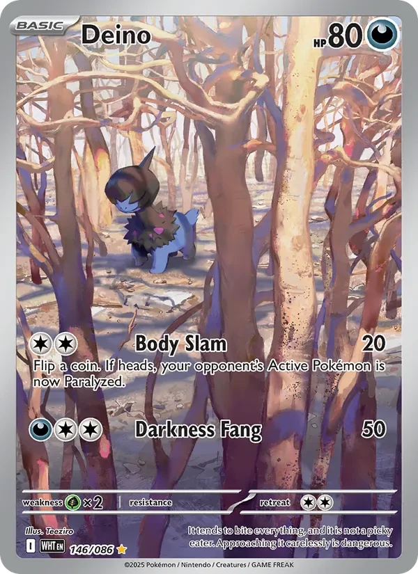 Deino 146/86 White Flare Pokémon card