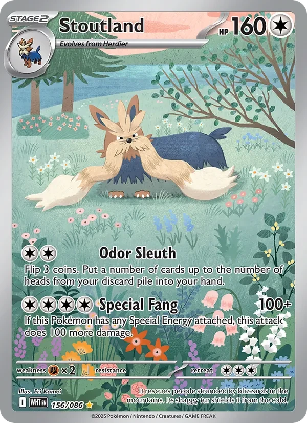 Stoutland 156/86 White Flare Pokémon card