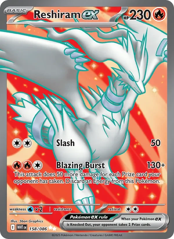 Reshiram ex 158/86 White Flare Pokémon card