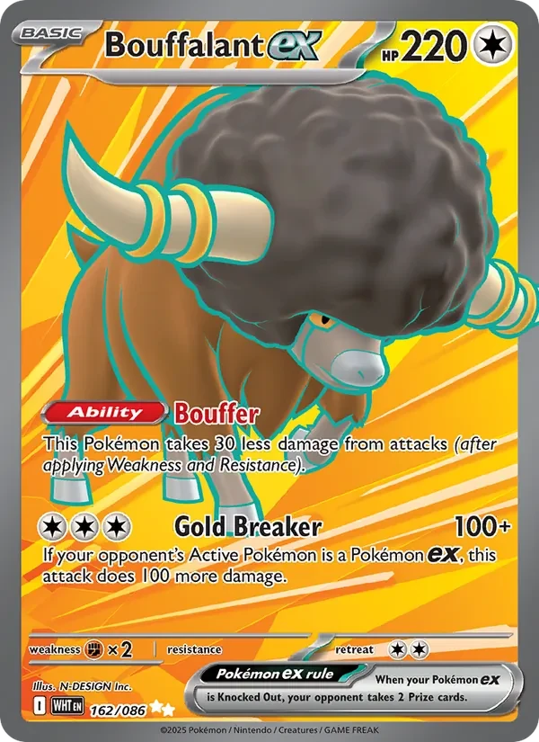 Bouffalant ex 162/86 White Flare Pokémon card