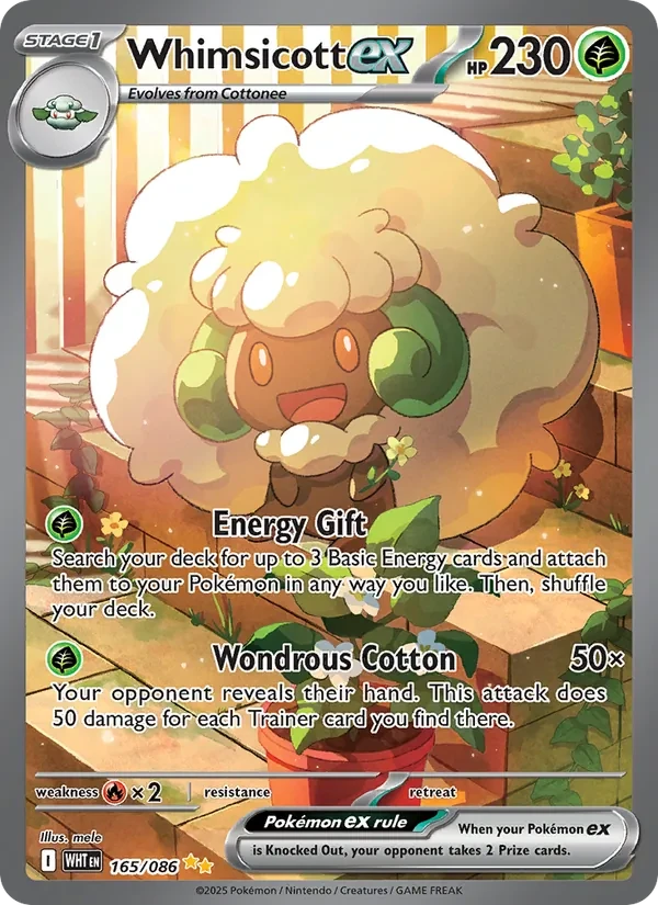 Whimsicott ex 165/86 White Flare Pokémon card