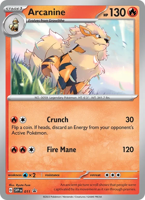 Carta Pokémon Arcanine 011/225 SVP Black Star Promos