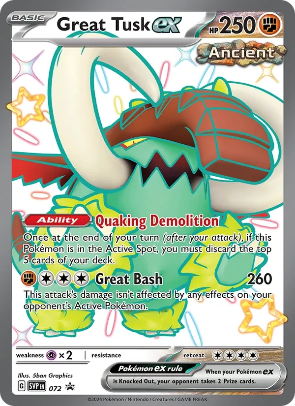 Great Tusk ex 072/225 SVP Black Star Promos Pokémon card