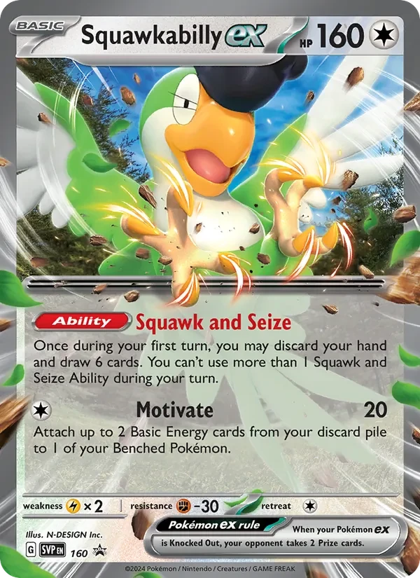 Squawkabilly ex 160/225 SVP Black Star Promos Pokémon card