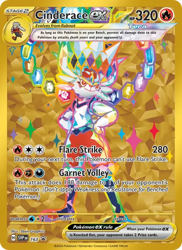 Cinderace ex 163/225 SVP Black Star Promos Pokémon card