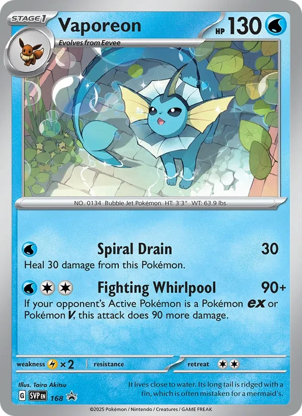 Vaporeon 168/225 SVP Black Star Promos Pokémon card