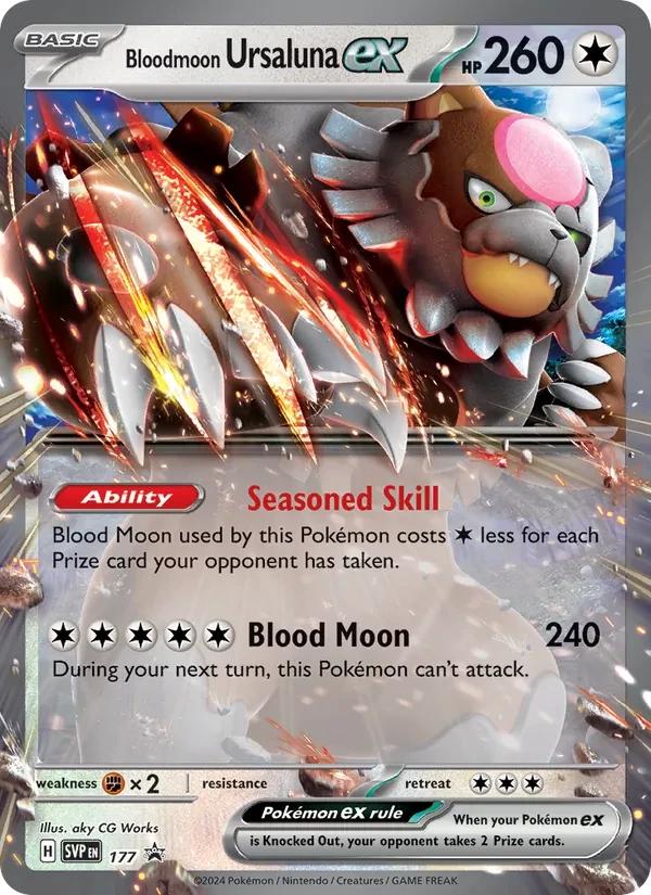 Carta Pokémon Bloodmoon Ursaluna ex 177/225 SVP Black Star Promos
