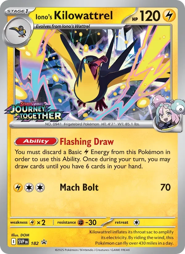 Iono's Kilowattrel 182/225 SVP Black Star Promos Pokémon card