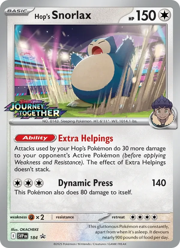 Hop's Snorlax 184/225 SVP Black Star Promos Pokémon card