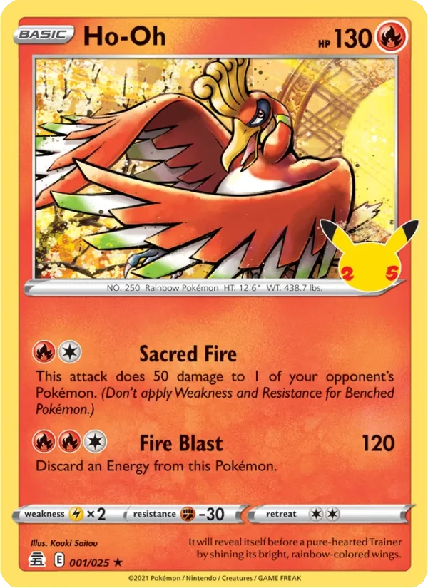 Ho-Oh 1/25 Celebrations Pokémon card