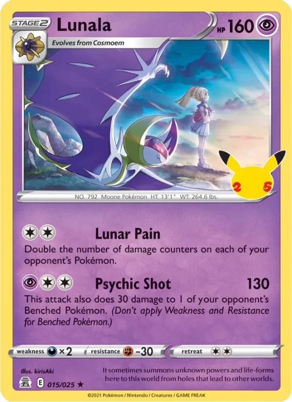 Lunala 15/25 Celebrations Pokémon card