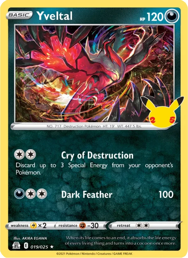 Yveltal 19/25 Celebrations Pokémon Karte