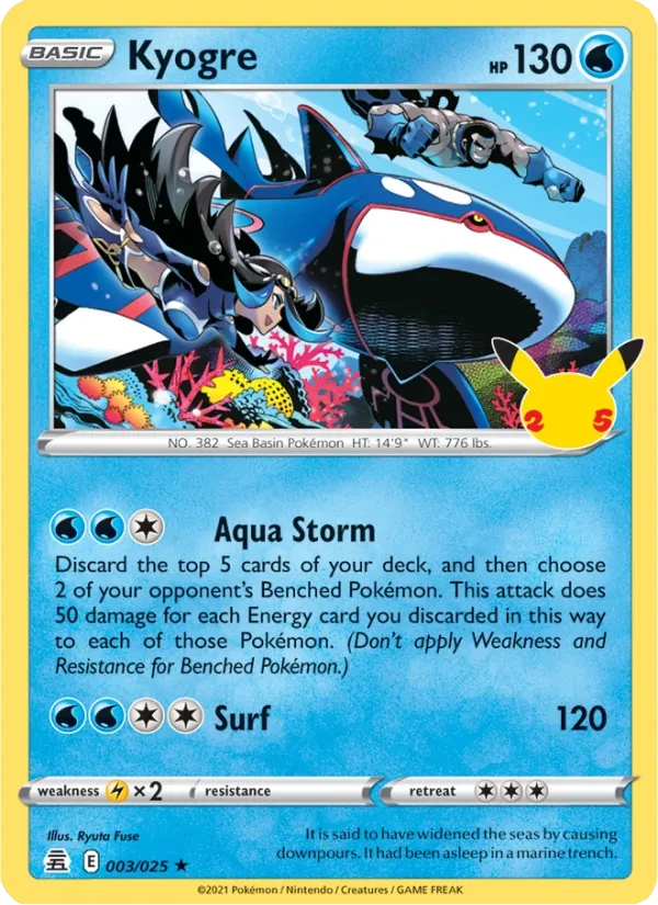 Kyogre 3/25 Celebrations Pokémon card