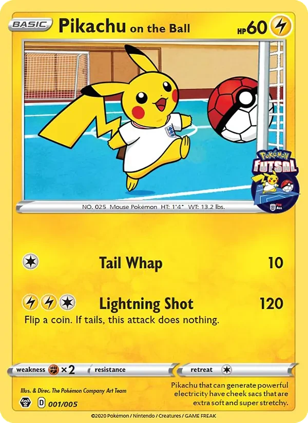Pikachu on the Ball 1/5 Pokémon Futsal 2020 Pokémon Karte