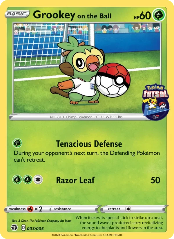 Grookey on the Ball 3/5 Pokémon Futsal 2020 Pokémon kaart