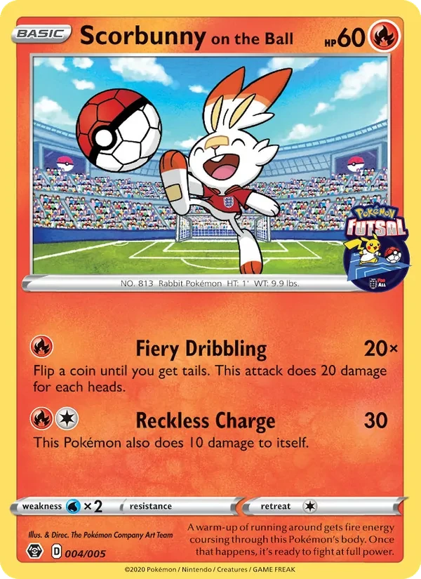 Carte Pokémon Scorbunny on the Ball 4/5 Pokémon Futsal 2020
