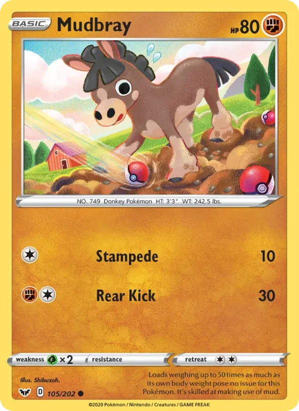 Mudbray 105/202 Sword & Shield Pokémon card