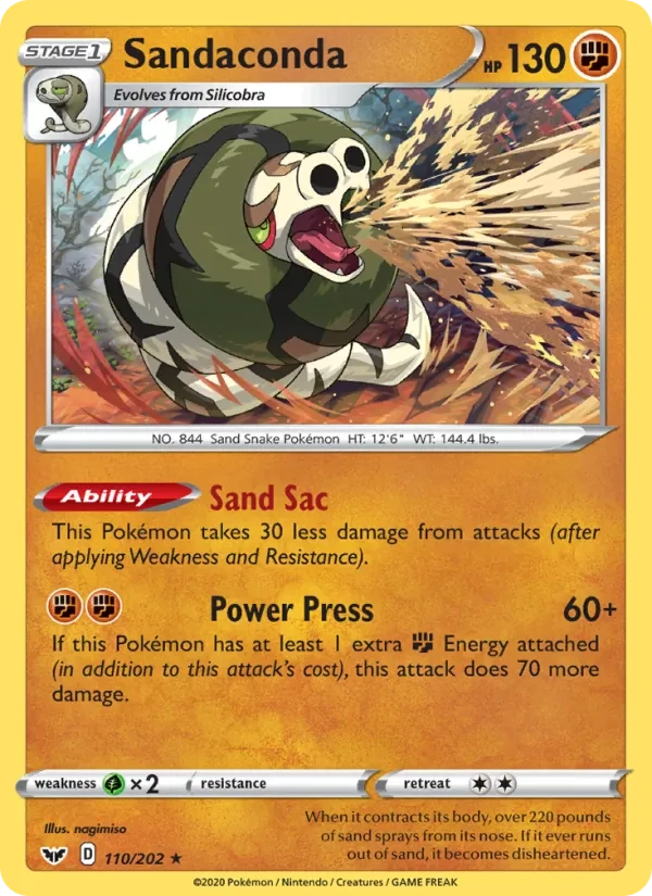 Sandaconda 110/202 Sword & Shield Pokémon card
