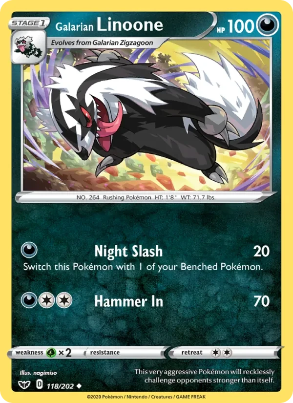 Galarian Linoone 118/202 Sword & Shield Pokémon kaart