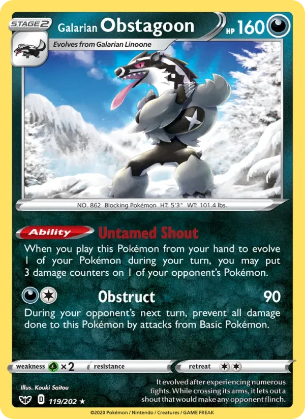 Galarian Obstagoon 119/202 Sword & Shield Pokémon card