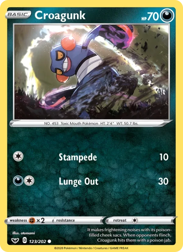 Croagunk 123/202 Sword & Shield Pokémon card