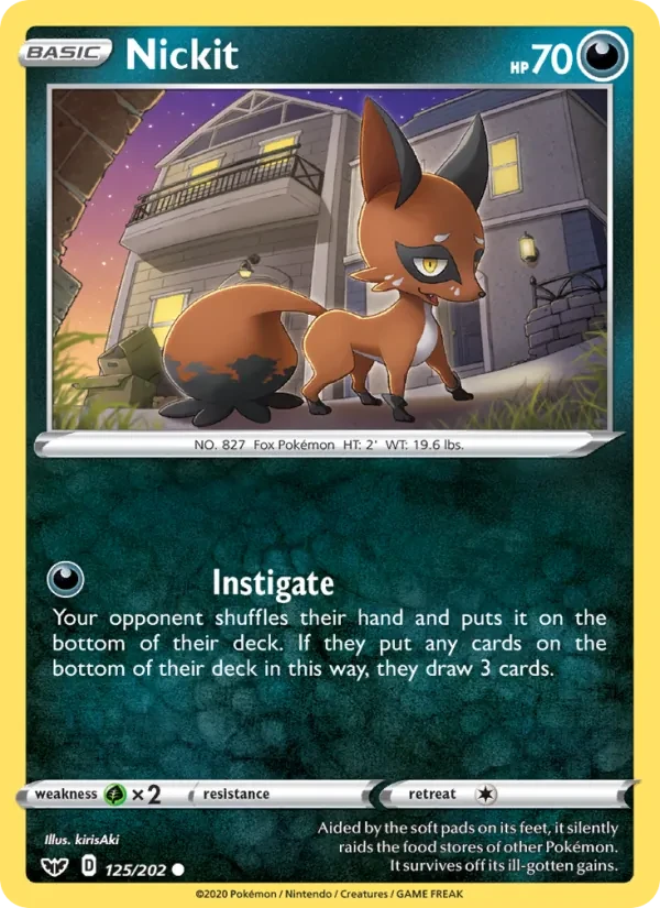 Nickit 125/202 Sword & Shield Pokémon Karte