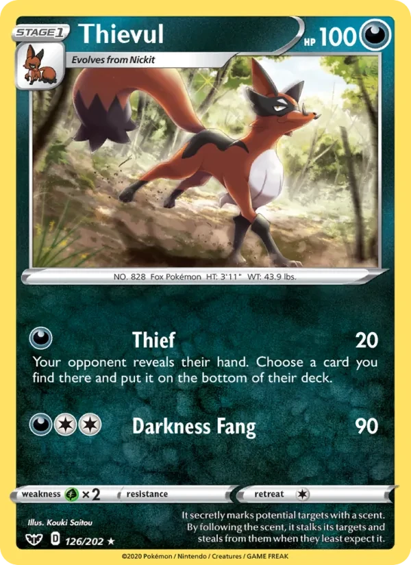 Thievul 126/202 Sword & Shield Pokémon Karte