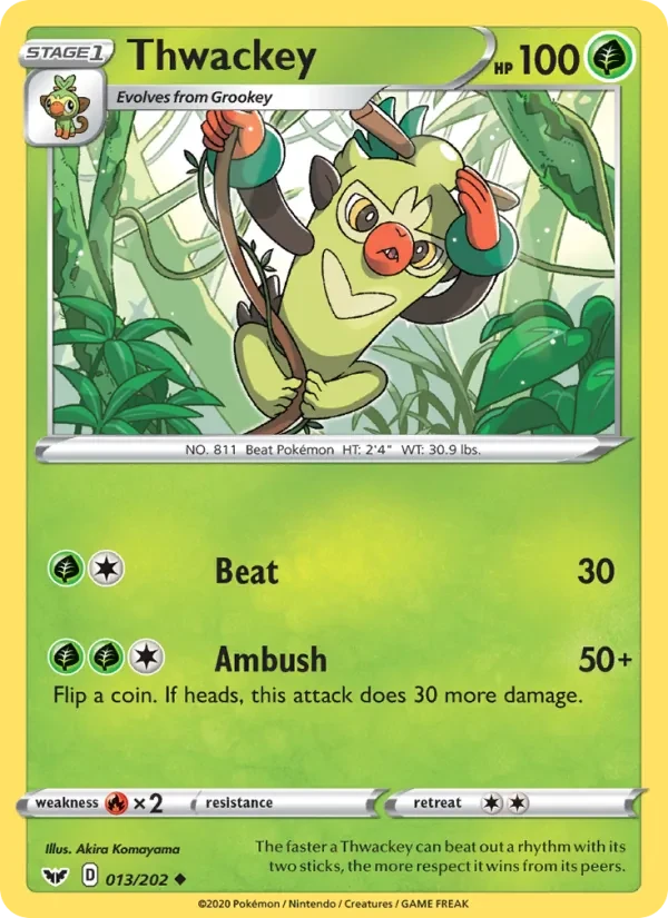 Thwackey 13/202 Sword & Shield Pokémon card