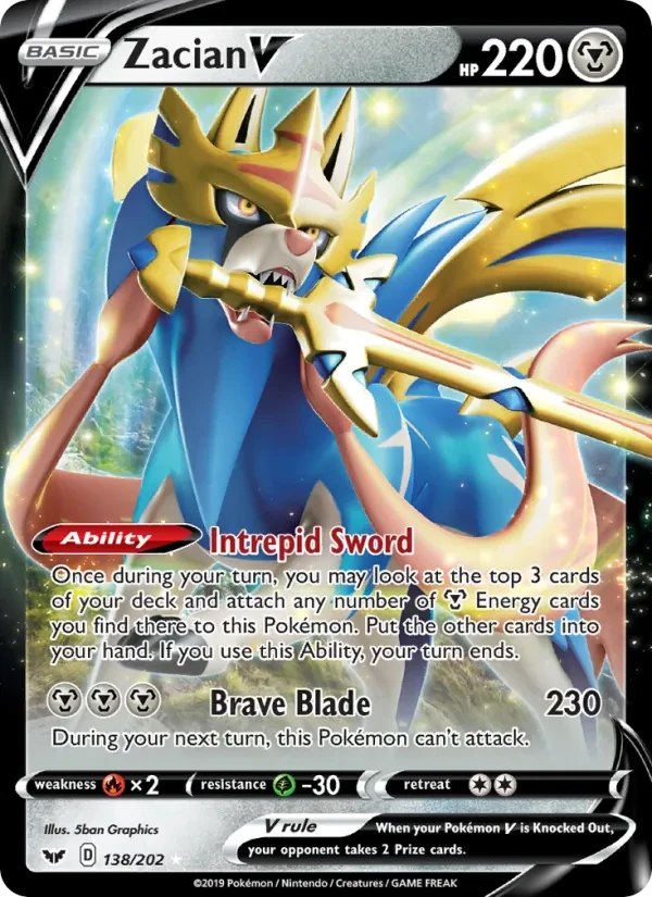 Zacian V 138/202 Sword & Shield Pokémon card