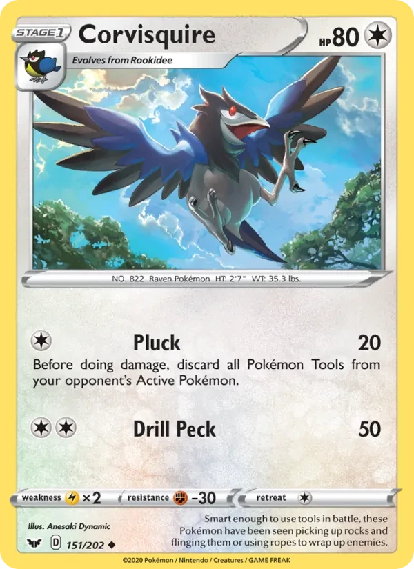 Corvisquire 151/202 Sword & Shield Pokémon card