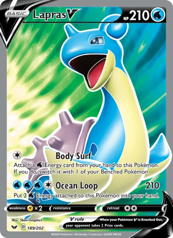 Lapras V 189/202 Sword & Shield Pokémon card