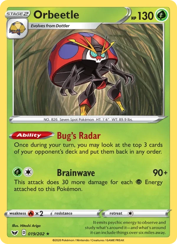 Orbeetle 19/202 Sword & Shield Pokémon card