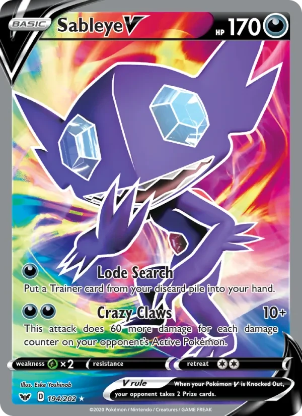 Sableye V 194/202 Sword & Shield Pokémon card