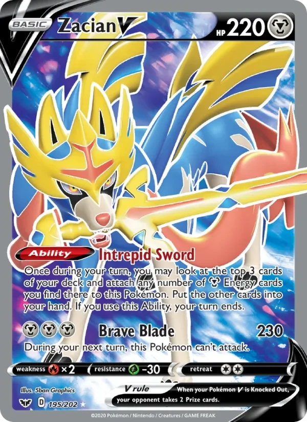 Zacian V 195/202 Sword & Shield Pokémon card