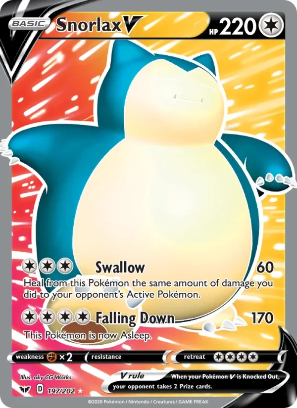Snorlax V 197/202 Sword & Shield Pokémon card