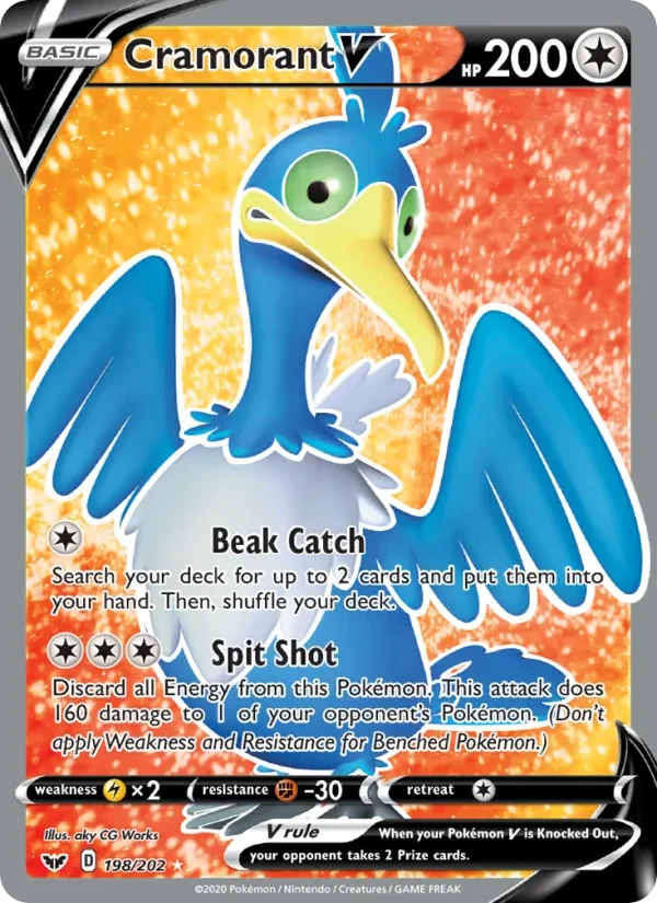 Cramorant V 198/202 Sword & Shield Pokémon card