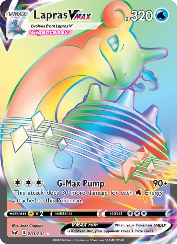 Lapras VMAX 203/202 Sword & Shield Pokémon card