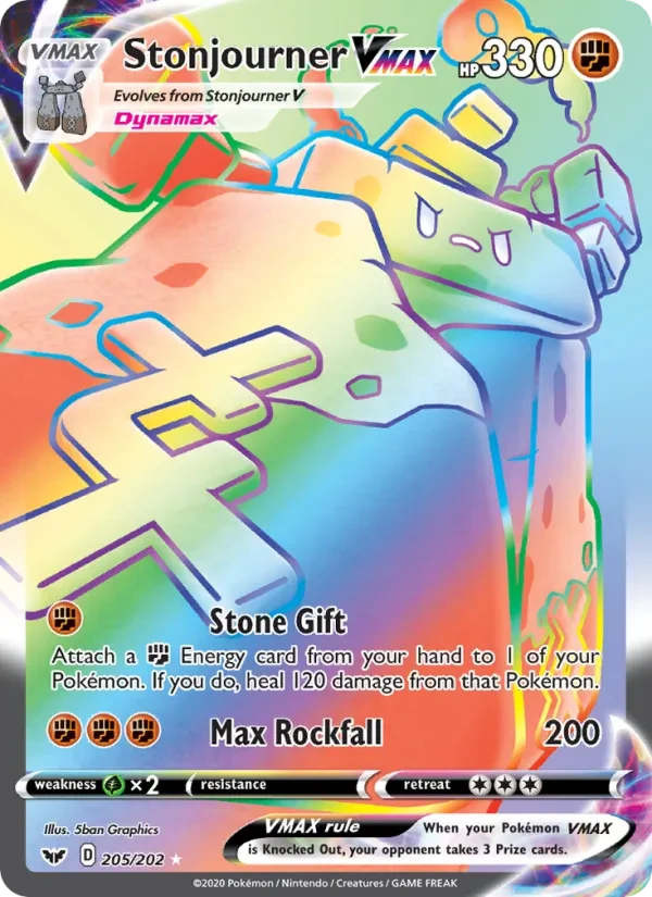 Stonjourner VMAX 205/202 Sword & Shield Pokémon card