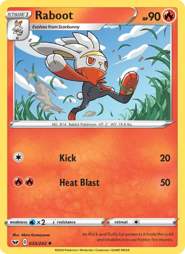Raboot 33/202 Sword & Shield Pokémon card