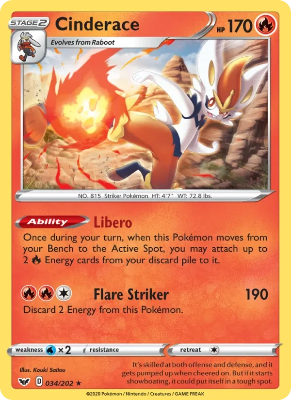 Cinderace 34/202 Sword & Shield Pokémon card