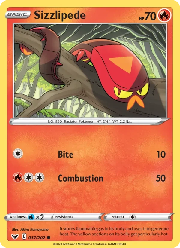 Sizzlipede 37/202 Sword & Shield Pokémon card
