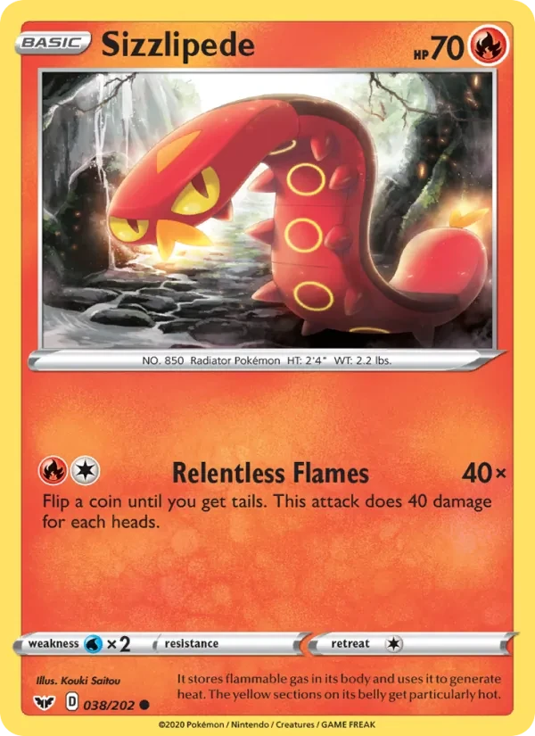 Sizzlipede 38/202 Sword & Shield Pokémon card