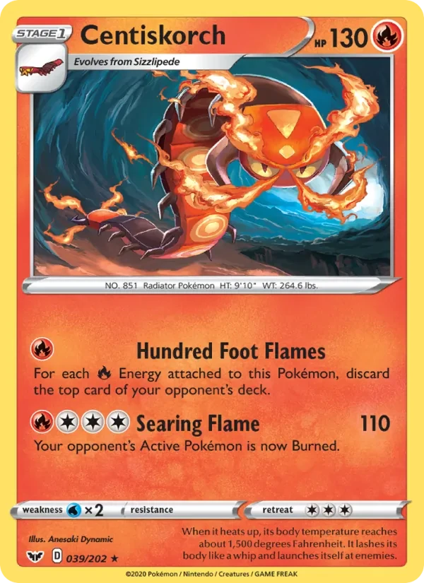 Centiskorch 39/202 Sword & Shield Pokémon card
