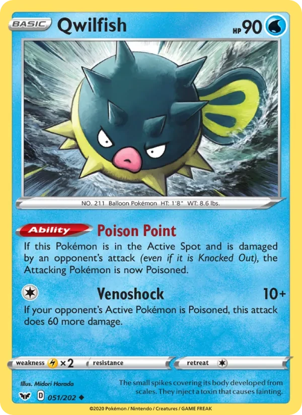 Qwilfish 51/202 Sword & Shield Pokémon card