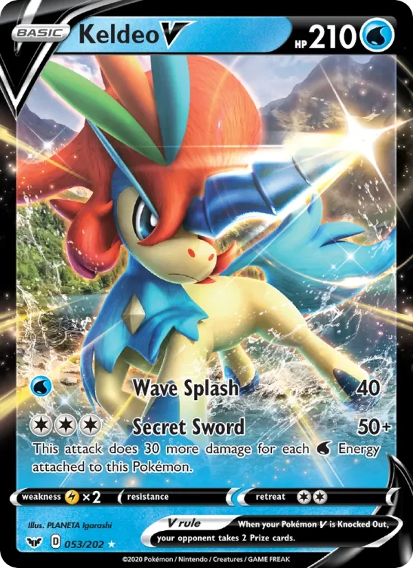Keldeo V 53/202 Sword & Shield Pokémon card