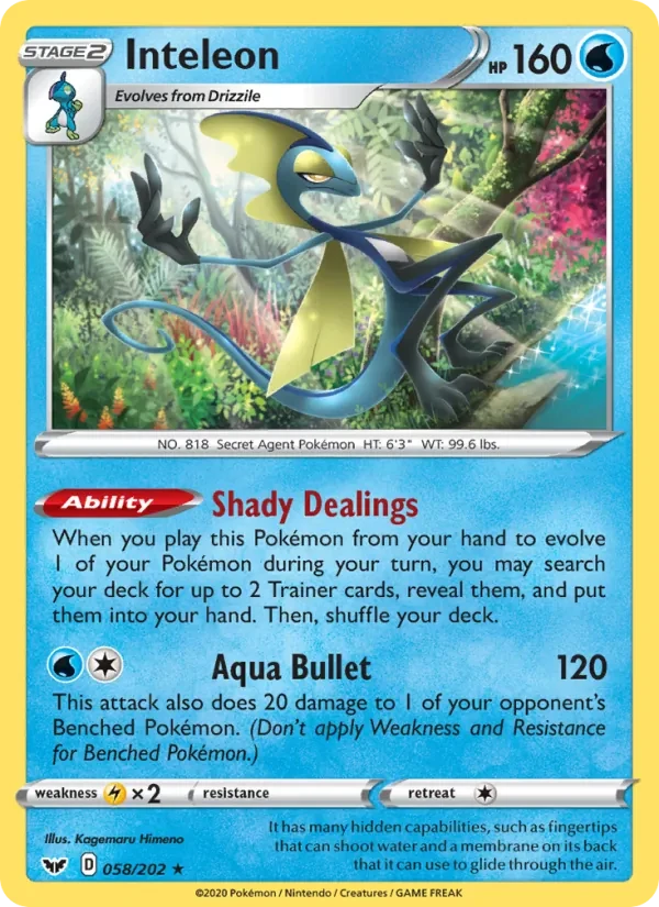 Inteleon 58/202 Sword & Shield Pokémon card